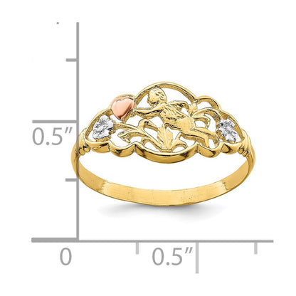14K Two Tone White Rhodium Angel Ring