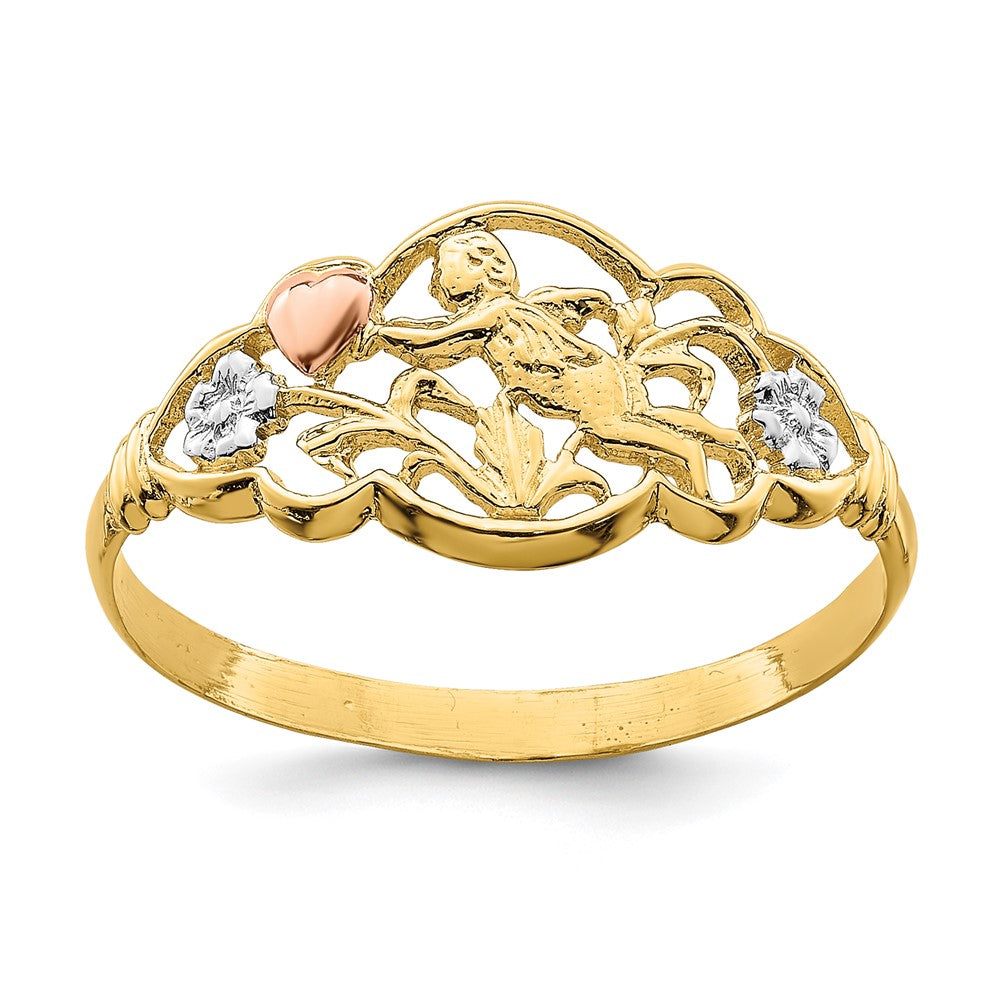 14K Two Tone White Rhodium Angel Ring