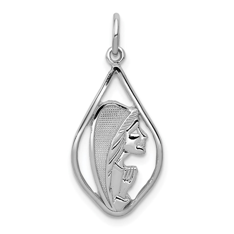 14K White Gold Mary Blessed Virgin Charm