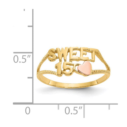 14K Two Tone Sweet 15 Heart Ring