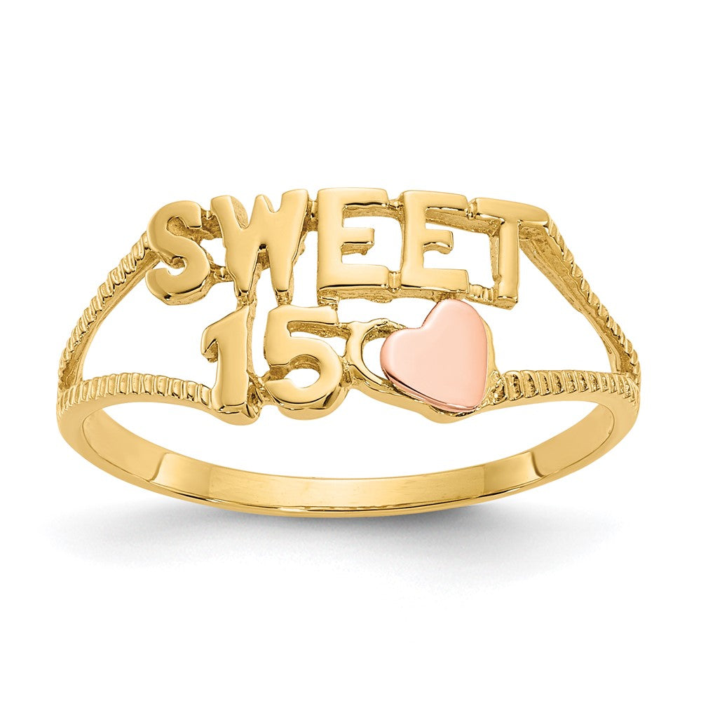 14K Two Tone Sweet 15 Heart Ring