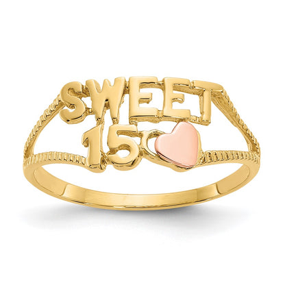 14K Two Tone Sweet 15 Heart Ring