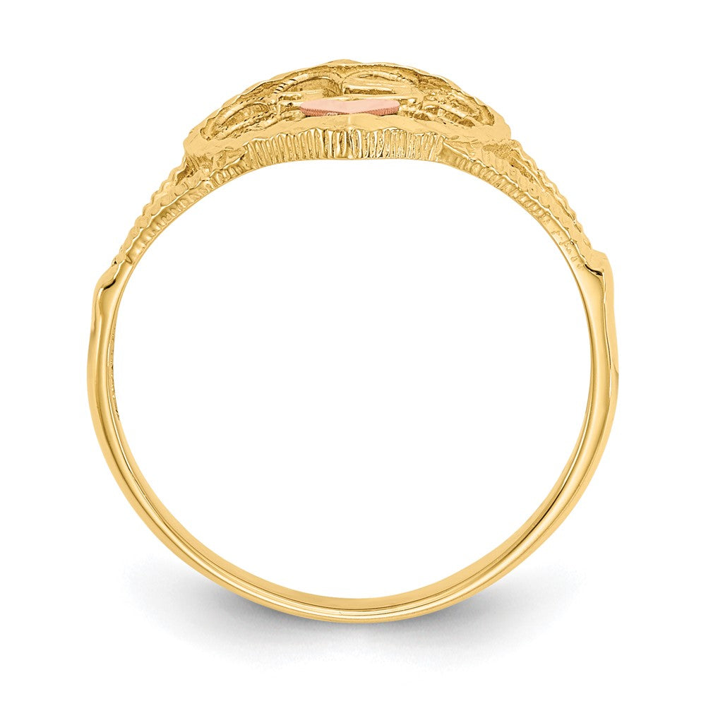 14K Two Tone Diamond Cut 15 Heart Ring