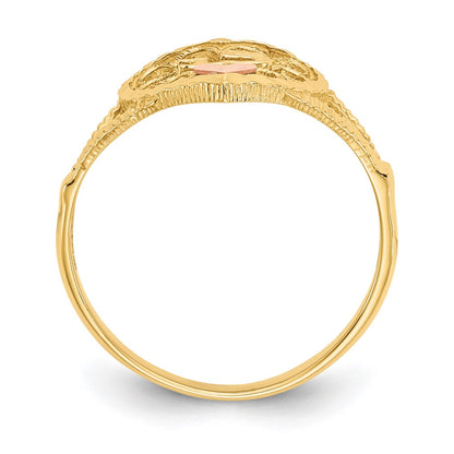 14K Two Tone Diamond Cut 15 Heart Ring