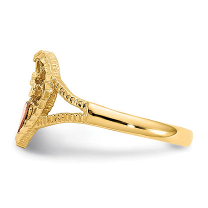 14K Two Tone Diamond Cut 15 Heart Ring