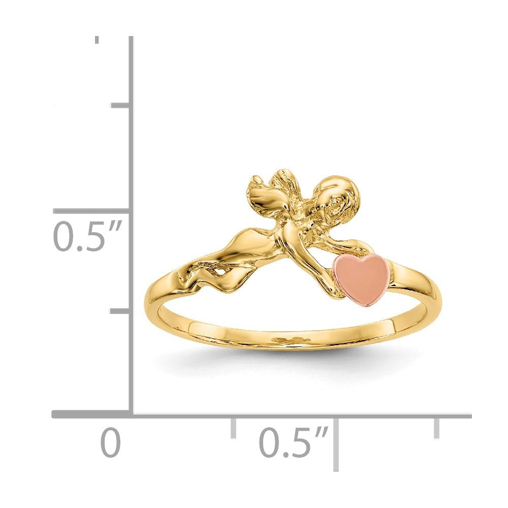 14K Two Tone Angel & Satin Heart Ring