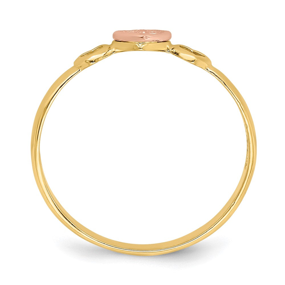 14K Two Tone Rose And Yellow Gold Hearts Ring