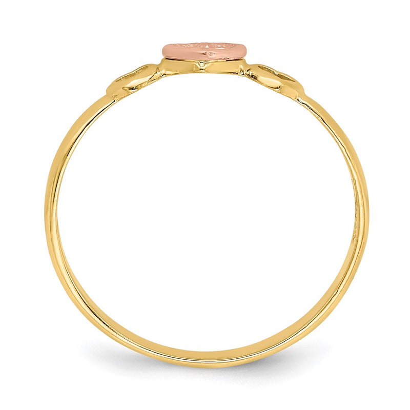 14K Two Tone Rose And Yellow Gold Hearts Ring