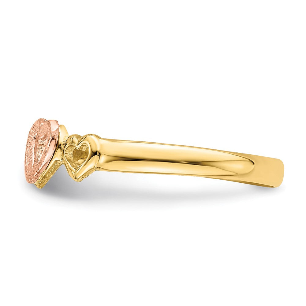 14K Two Tone Rose And Yellow Gold Hearts Ring