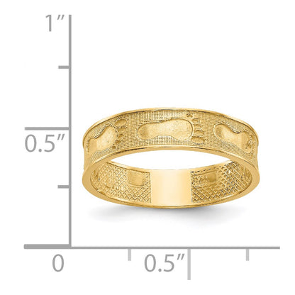 14K Yellow Gold Footprints In The Sand Ring