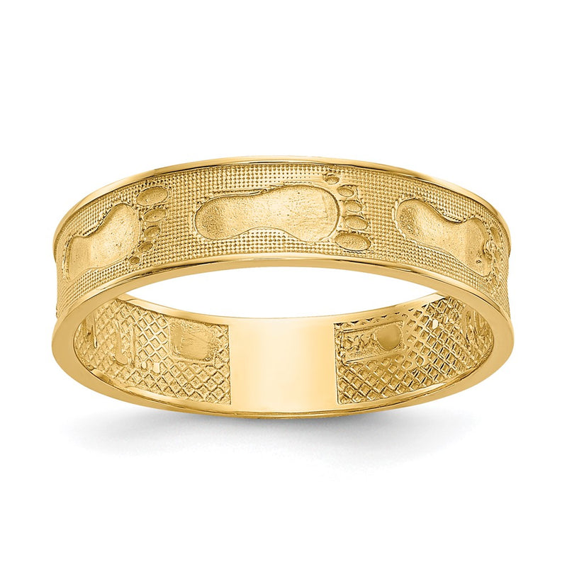 14K Yellow Gold Footprints In The Sand Ring