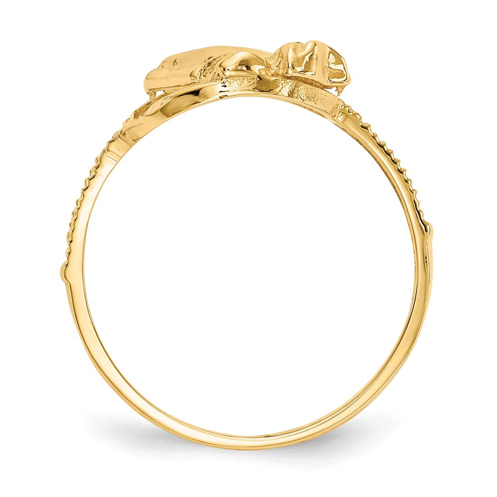 14K Two Tone Diamond Cut Praying Hands Cross Ring