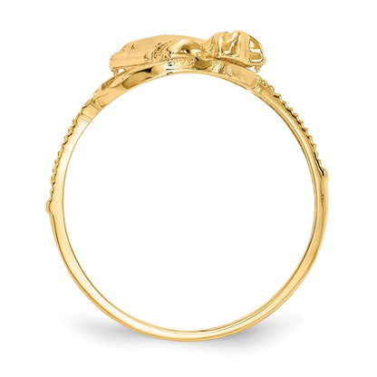 14K Two Tone Diamond Cut Praying Hands Cross Ring
