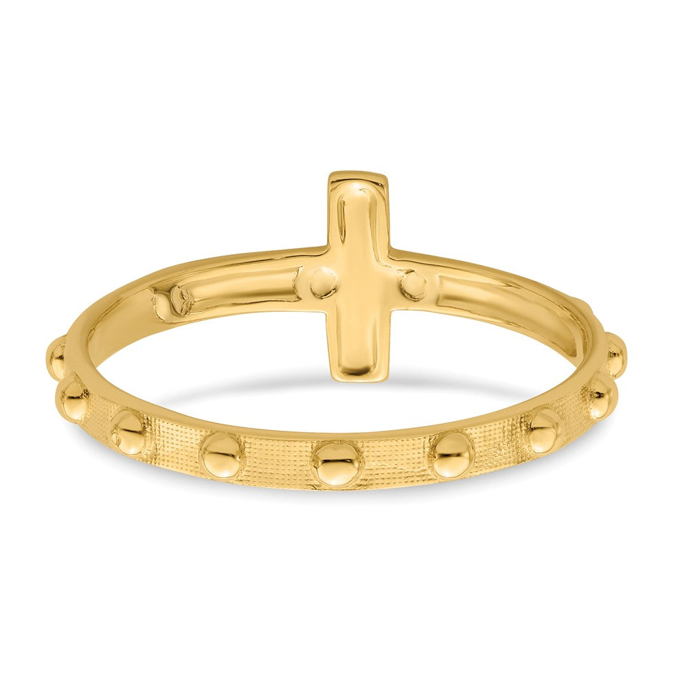 14K Two Tone Crucifix Rosary Ring