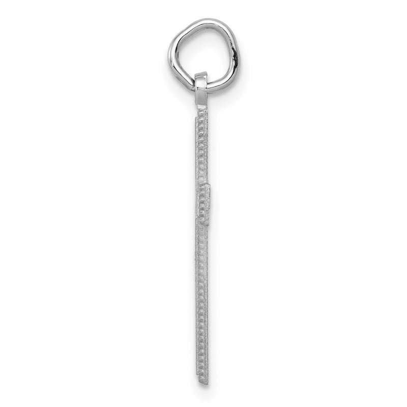 14K White Gold Diamond-Cut Cross Pendant