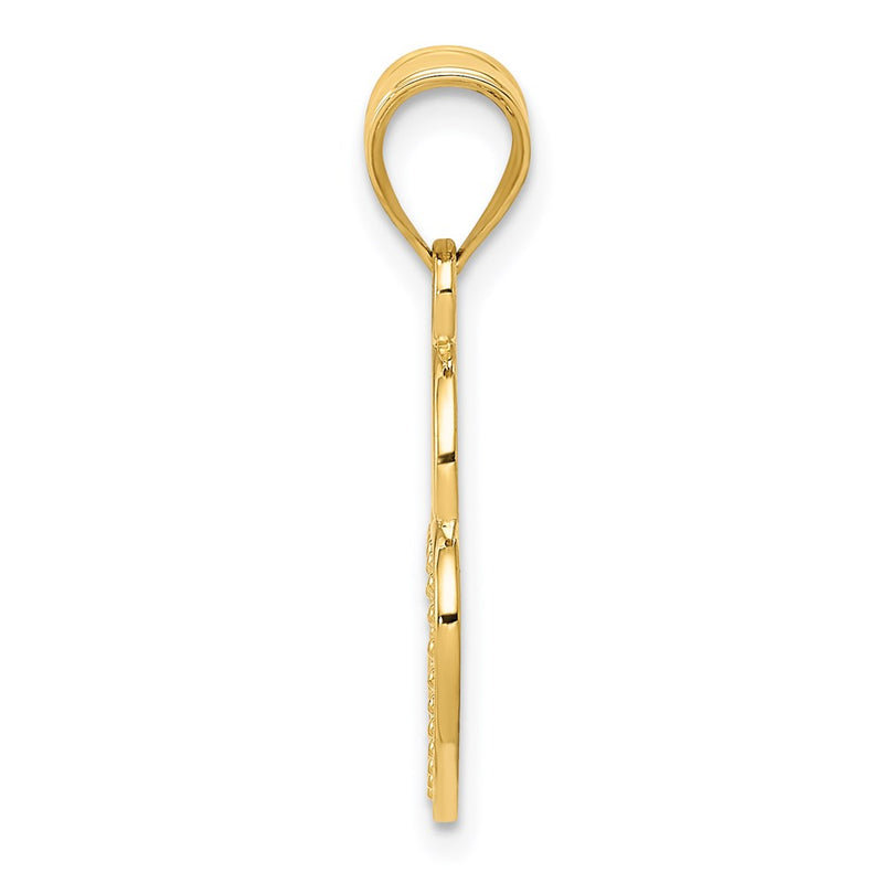 14K Yellow Gold Polished Filigree Heart Lock Charm