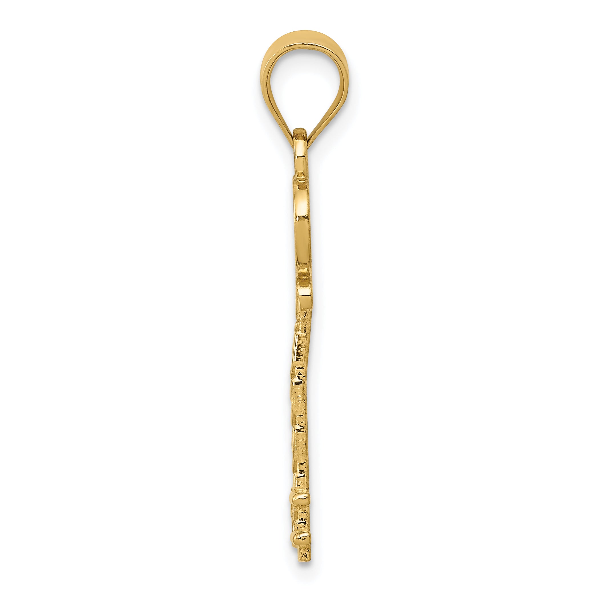 14K Yellow Gold Diamond-Cut Key Pendant