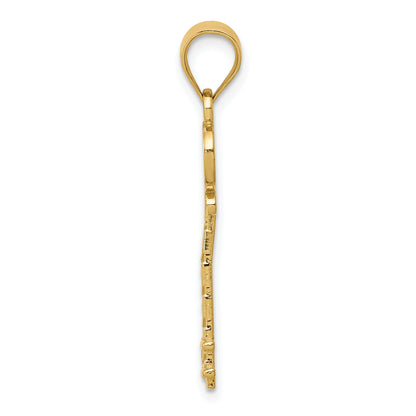 14K Yellow Gold Diamond-Cut Key Pendant