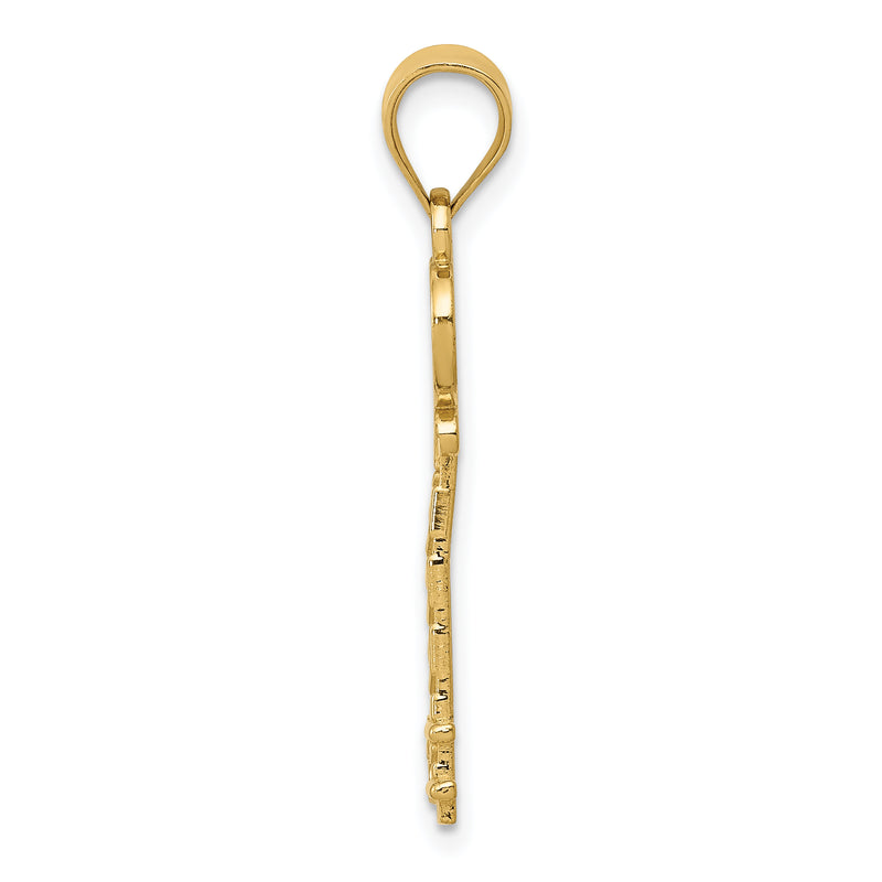 14K Yellow Gold Diamond-Cut Key Pendant