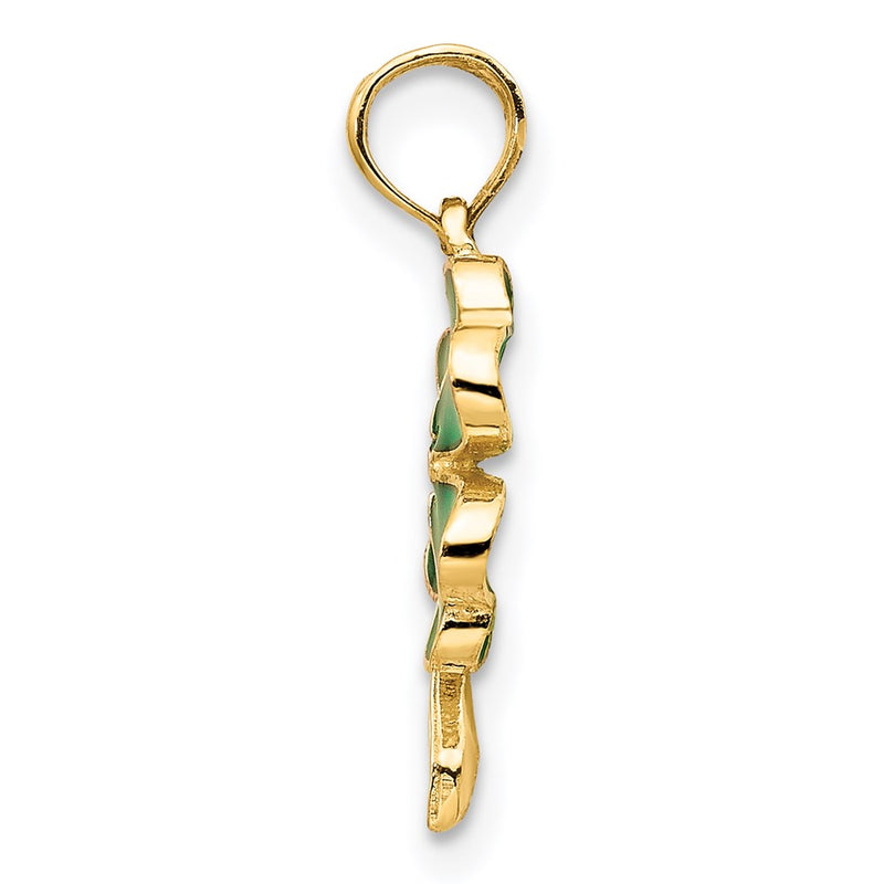 14K Yellow Gold 4-Leaf Clover Enameled Pendant