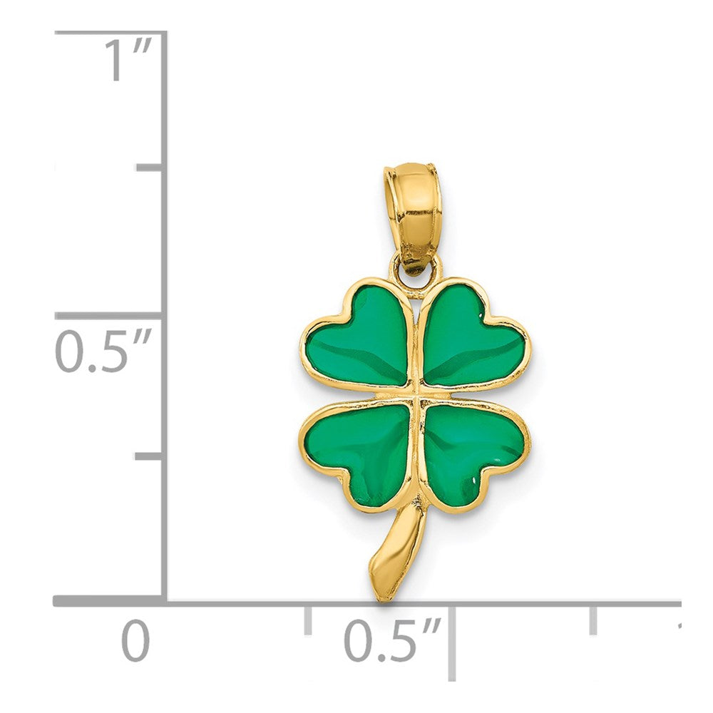 14K Yellow Gold 4-Leaf Clover Enameled Pendant