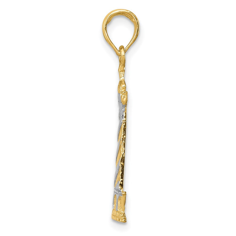 14K Yellow & Rhodium And Cape Hatteras Lighthouse Pendant