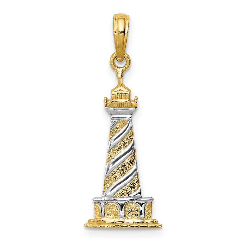 14K Yellow & Rhodium And Cape Hatteras Lighthouse Pendant