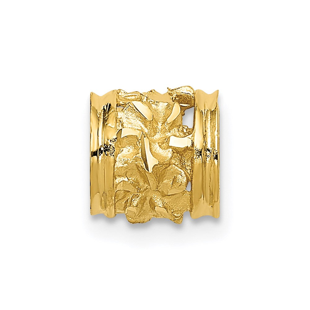 14K Yellow Gold Diamond-Cut Mini Plumeria Barrel Chain Slide