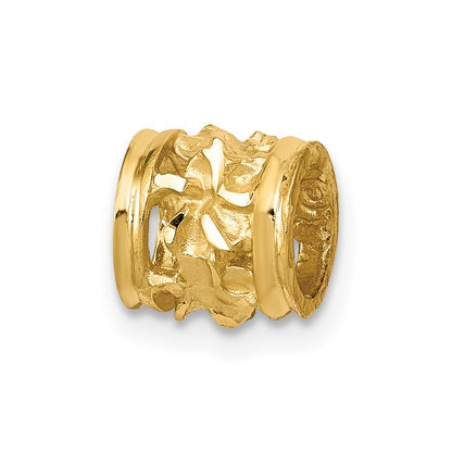 14K Yellow Gold Diamond-Cut Mini Plumeria Barrel Chain Slide