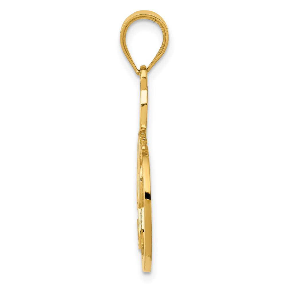 14K Yellow Gold G Clef Musical Note Pendant