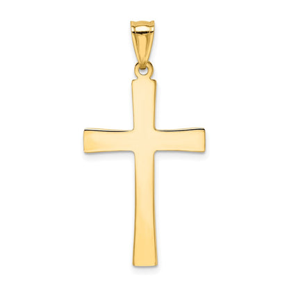 14K Yellow & Rhodium W/Rhodium Diamond-Cut Cross Pendant