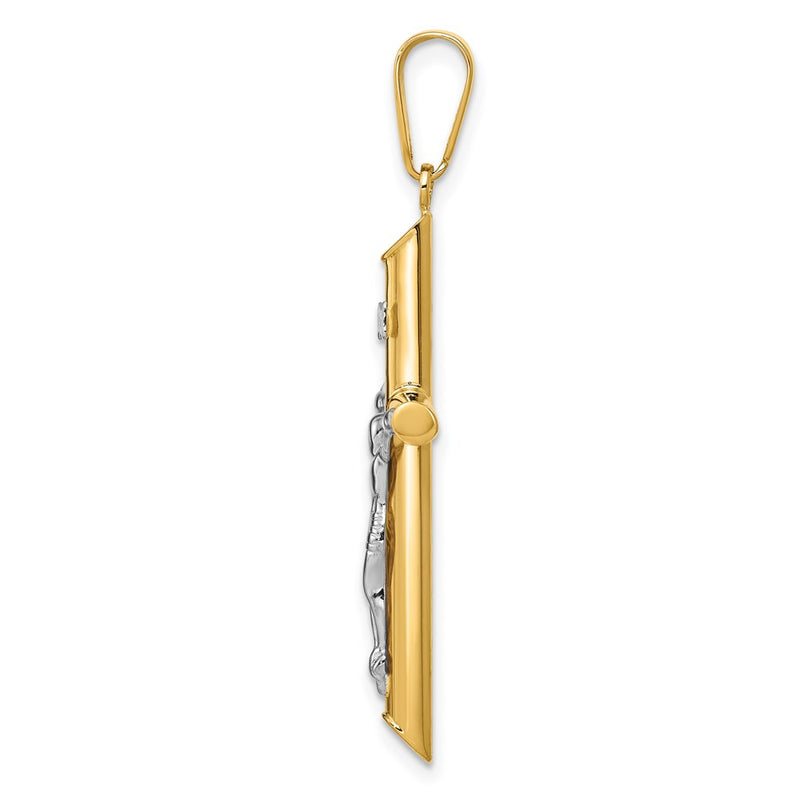 14K Two-Tone Hollow Crucifix Pendant