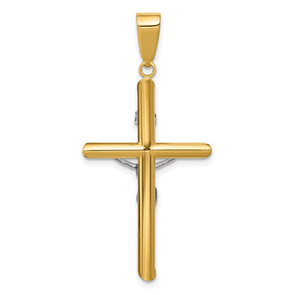 14K Two-Tone Hollow Crucifix Pendant