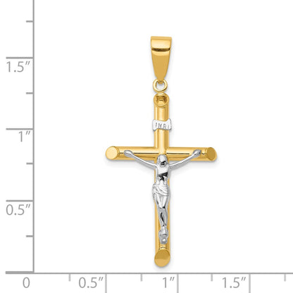 14K Two-Tone Hollow Crucifix Pendant