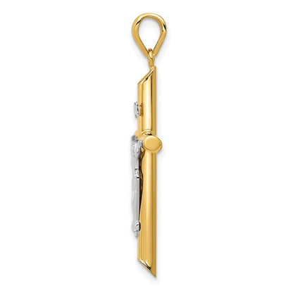 14K Two-Tone Hollow Crucifix Pendant