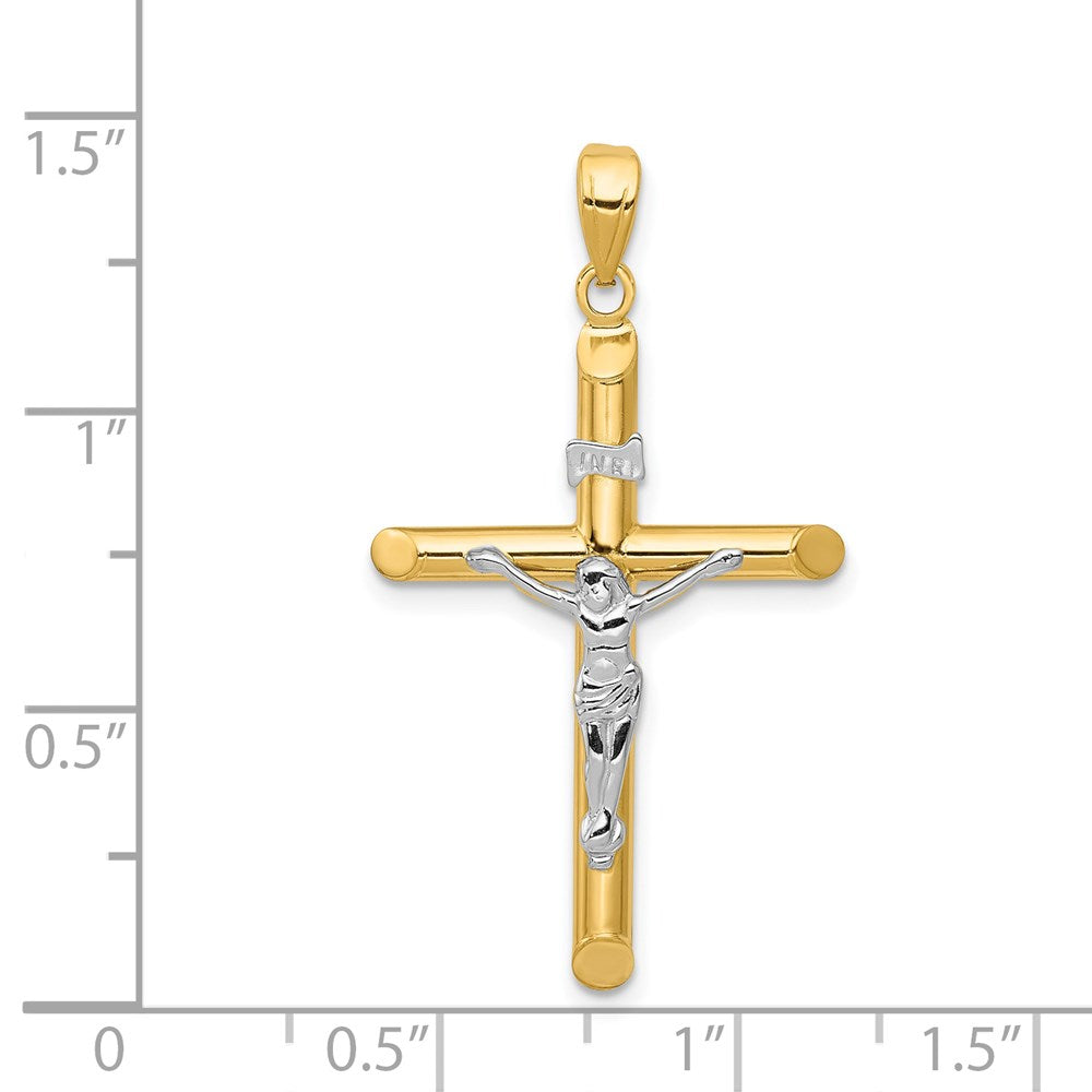 14K Two-Tone Hollow Crucifix Pendant