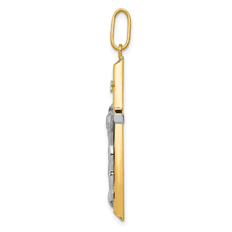 14K Two-Tone Gold Crucifix Pendant Religious Christian Fine Jewelry
