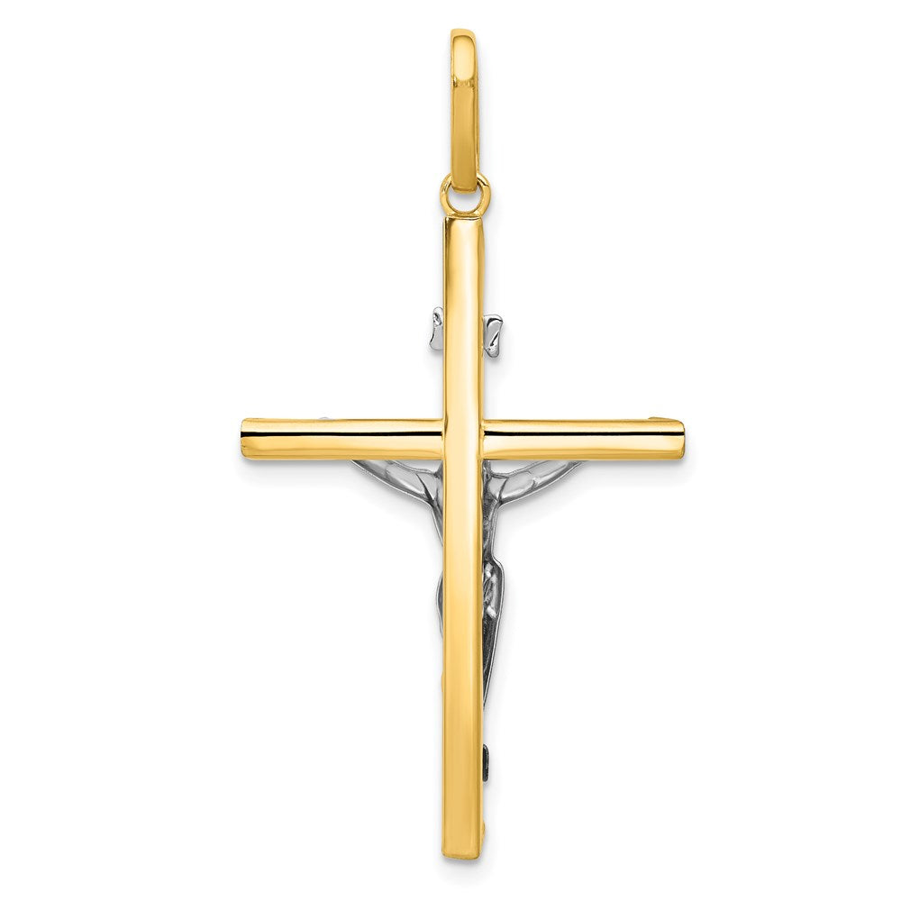 14K Two-Tone Gold Crucifix Pendant Religious Christian Fine Jewelry