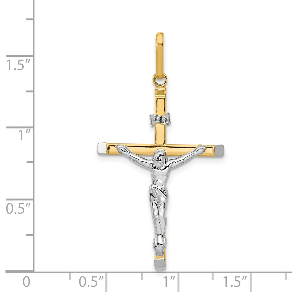 14K Two-Tone Gold Crucifix Pendant Religious Christian Fine Jewelry