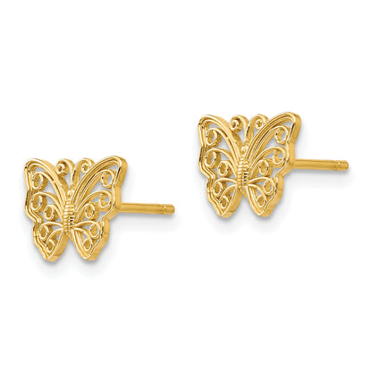 14K Yellow Gold Butterfly Post Earrings