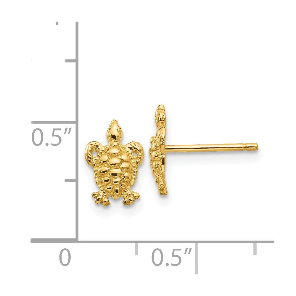 14K Yellow Gold Mini Turtle Post Earrings