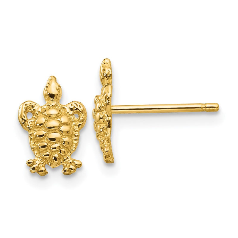 14K Yellow Gold Mini Turtle Post Earrings