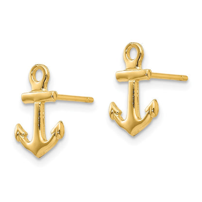14K Yellow Gold Anchor Post Earrings