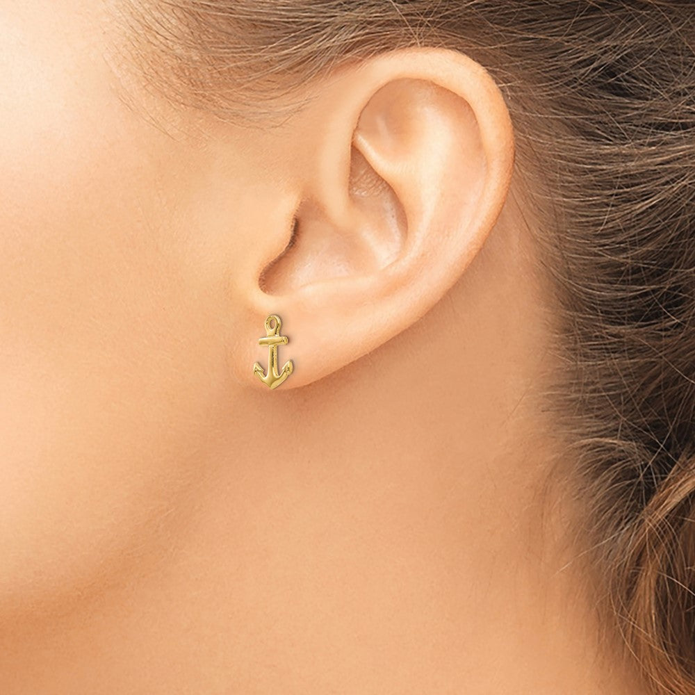 14K Yellow Gold Anchor Post Earrings