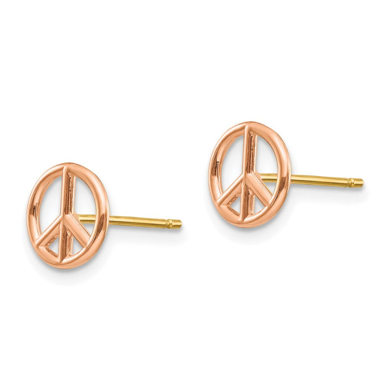 14K Two Tone Yellow & Rose Gold Polished Peace Symbol Post Earrings