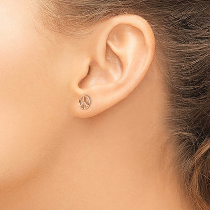 14K Two-Tone Yellow & Rose Gold Polished Peace Symbol Post Earrings