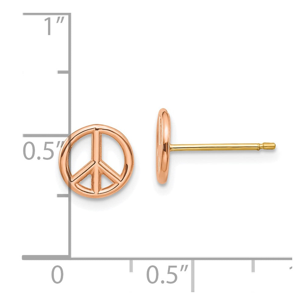 14K Two-Tone Yellow & Rose Gold Polished Peace Symbol Post Earrings