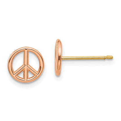 14K Two-Tone Yellow & Rose Gold Polished Peace Symbol Post Earrings