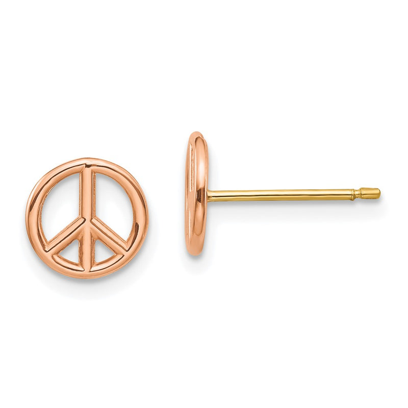 14K Two-Tone Yellow & Rose Gold Polished Peace Symbol Post Earrings