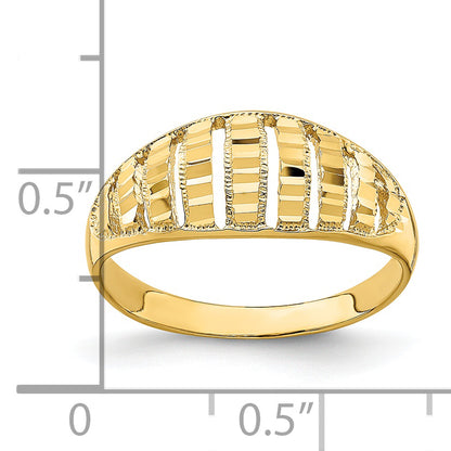 14K Yellow Gold Vertical Diamond-cut Striped Dome Ring